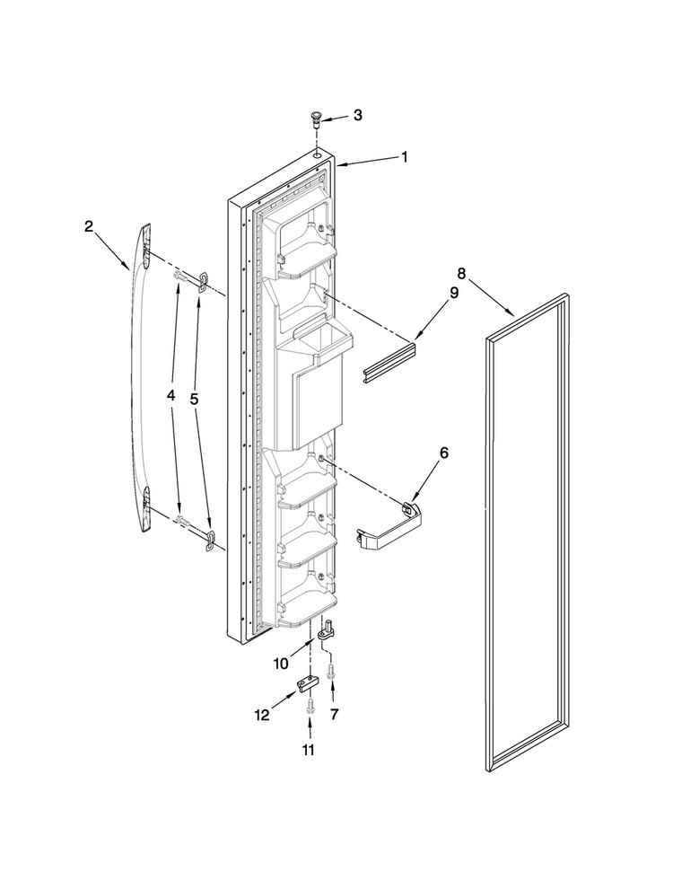 Freezer Door Parts Diagram and Parts List for MSD2573VES01  Maytag Refrigerator