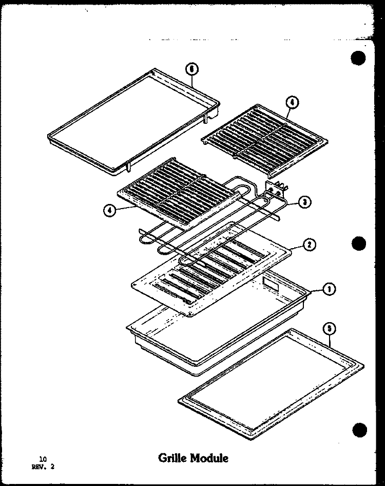GRILLE MODULE Diagram and Parts List for CC-6 P2727106S Amana Cooktop