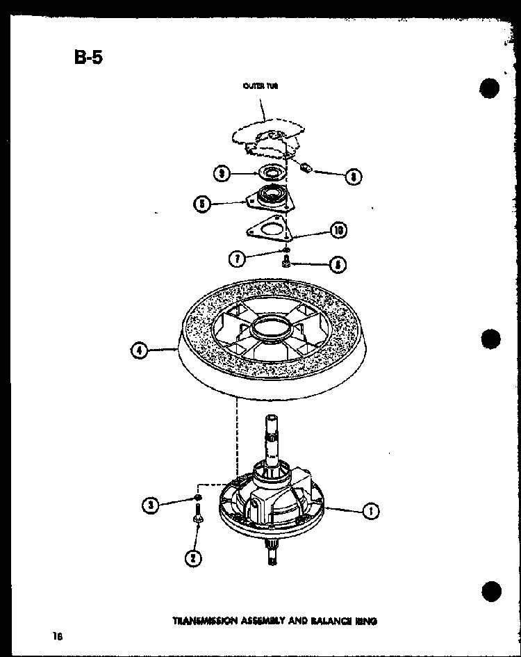 Transmission Assembly And Balance Ring Diagram and Parts List for TAA200 P75751-13W Amana Washer