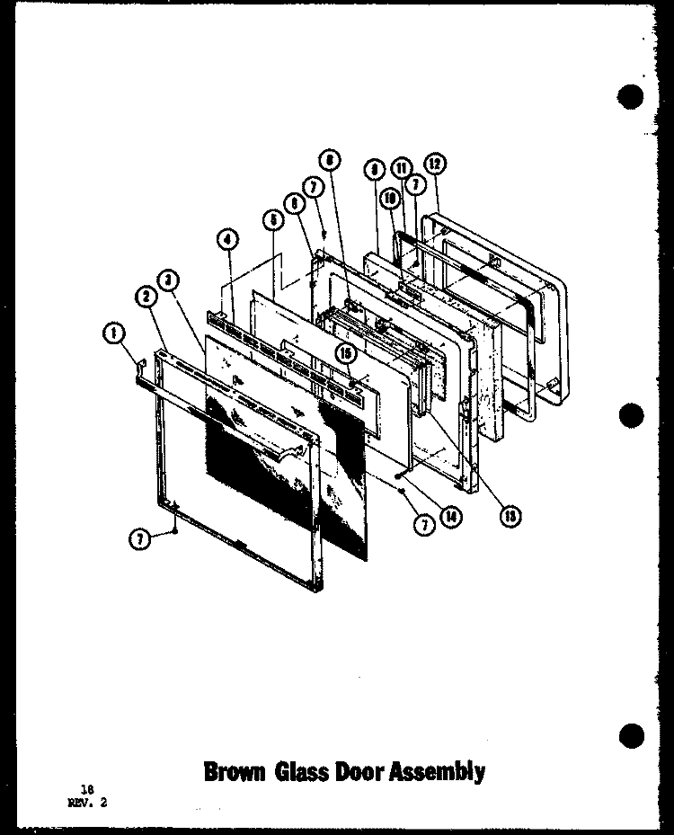 BROWN GLASS DOOR ASSY Diagram and Parts List for ADM1B P8554804S Amana Range
