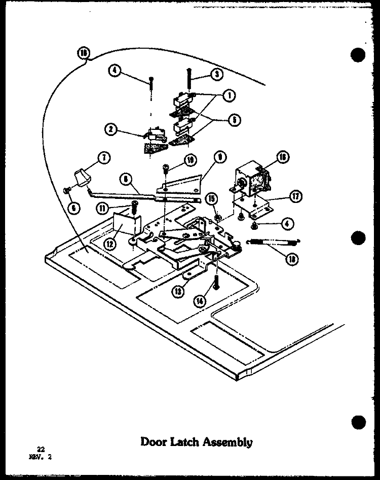 DOOR LATCH ASSY Diagram and Parts List for ADM1B P8554804S Amana Range
