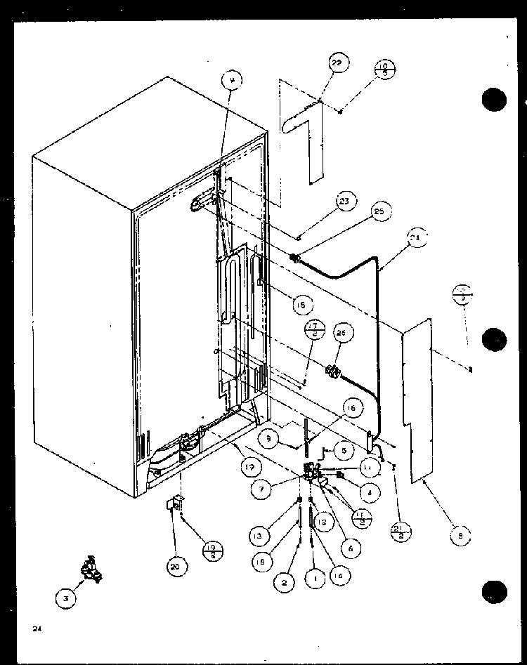 Cabinet Back Diagram and Parts List for SZDE20KB-P1117602W  Amana Refrigerator