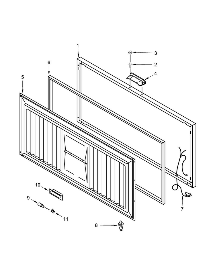 Door Parts Diagram and Parts List for MZC3122FW00  Maytag Freezer