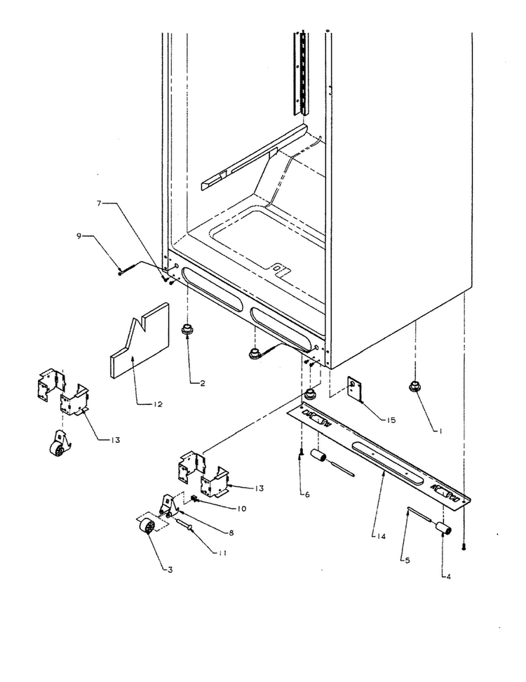 Cabinet Bottom Diagram and Parts List for TA18R3-P1181705WW  Amana Refrigerator