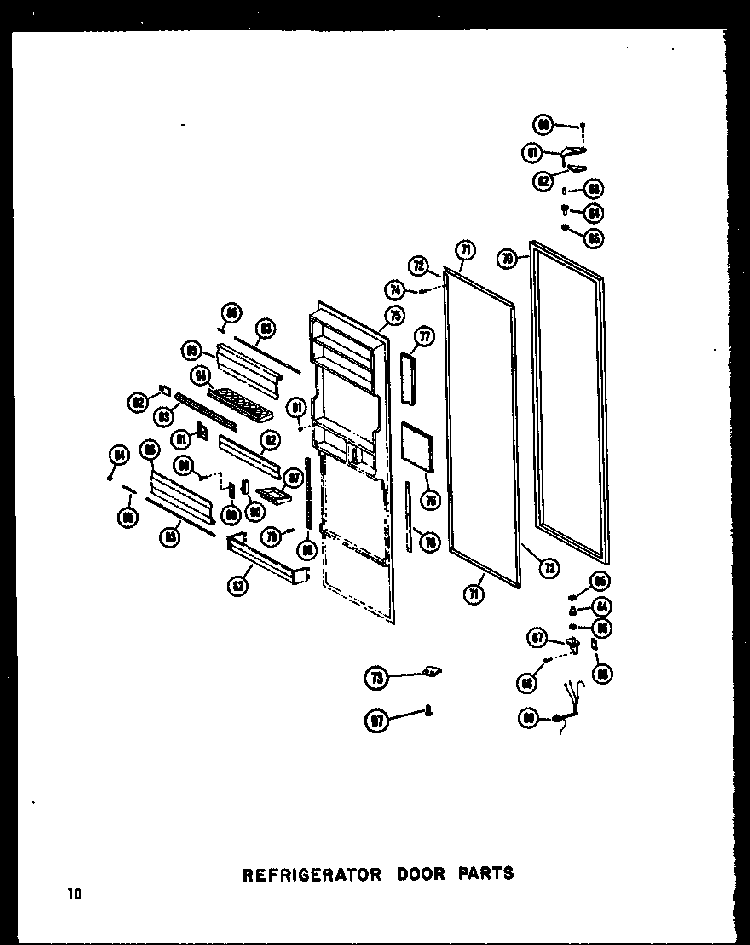 Refrigerator Door Parts Diagram and Parts List for SRI19A-P60350-6W  Amana Refrigerator