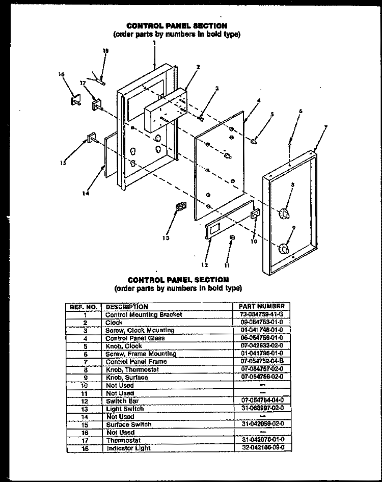 CONTROL PANEL SECTION Diagram and Parts List for FCI112  Amana Microwave Oven Combo