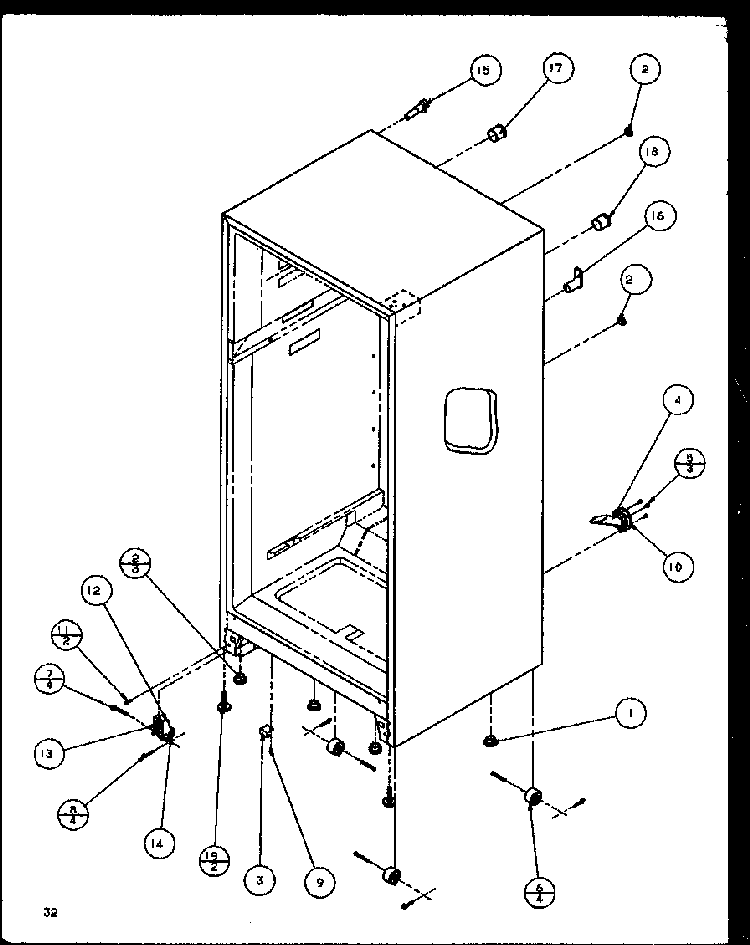 Cabinet Bottom And Back Diagram and Parts List for TZ21Q2E-P1111713WE  Amana Refrigerator