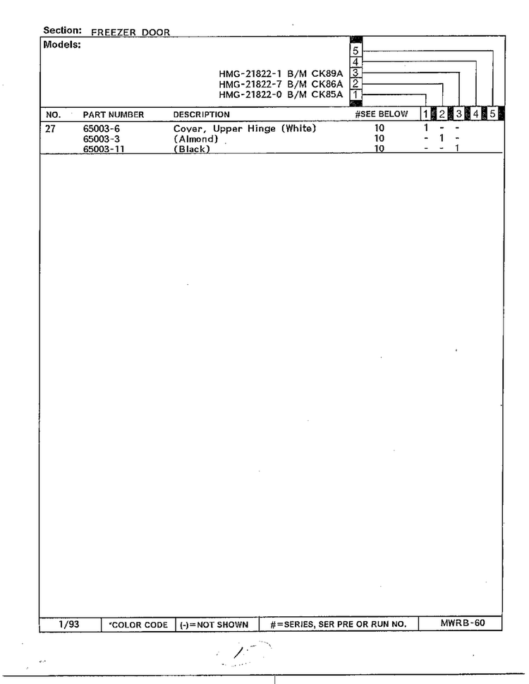 Freezer Door Page 3 Diagram and Parts List for 21822-1  Admiral Refrigerator