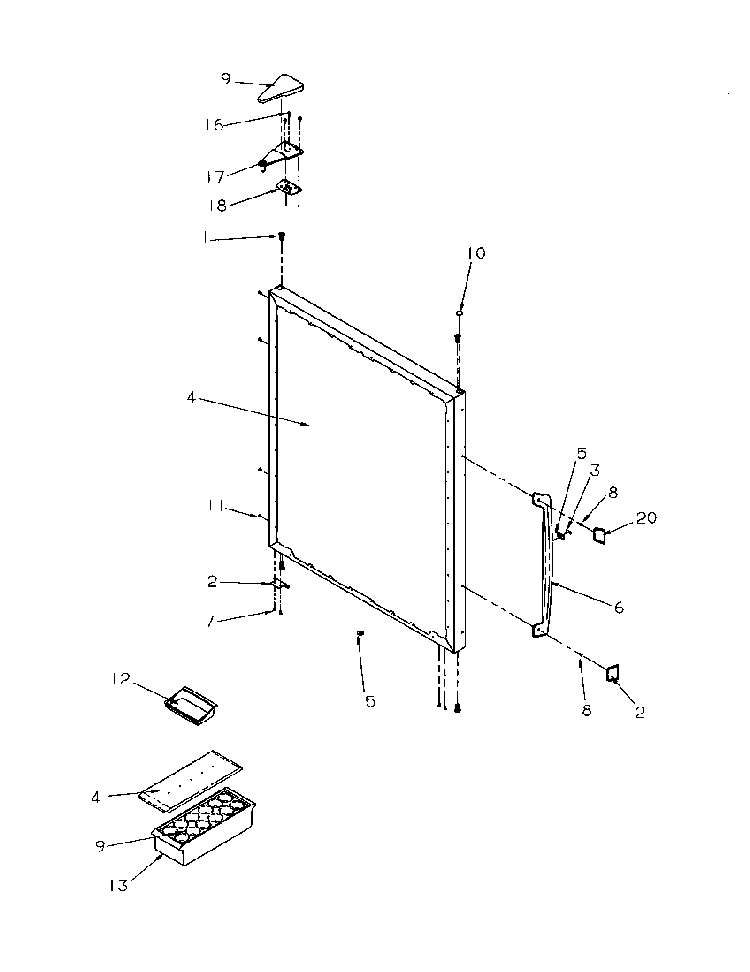 Refrigerator Outer Door Diagram and Parts List for BR22S6E-P1196703WE  Amana Refrigerator