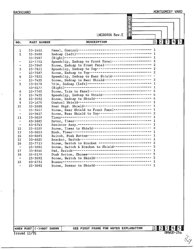 Backguard Page 2 Diagram and Parts List for 8640A REV A Norge Dryer