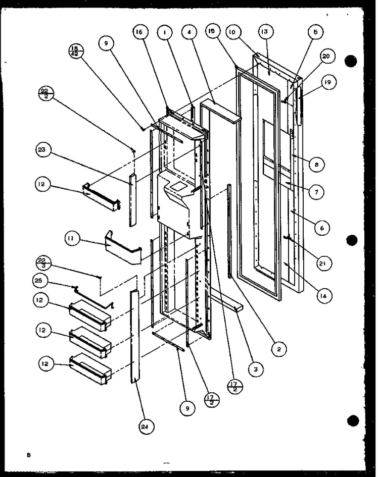 Freezer Door Diagram and Parts List for SBD20K-P1117701W  Amana Refrigerator