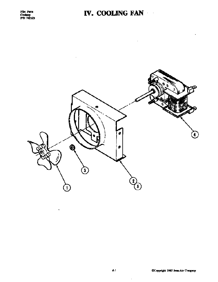 Cooling Fan Diagram and Parts List for CU240L  Jenn-Air Range