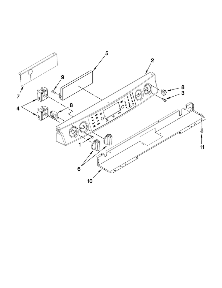 Control Panel Parts Diagram and Parts List for JES9900CCS01  Jenn-Air Range