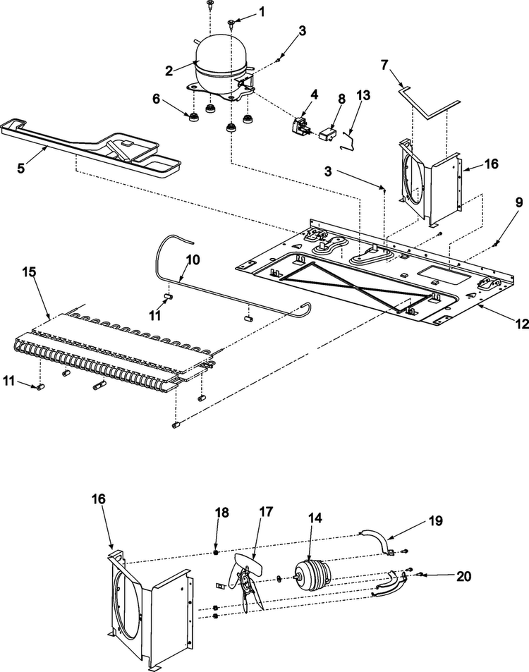 Compressor Diagram and Parts List for ASD2622HRS-ASD2622HRS0  Amana Refrigerator