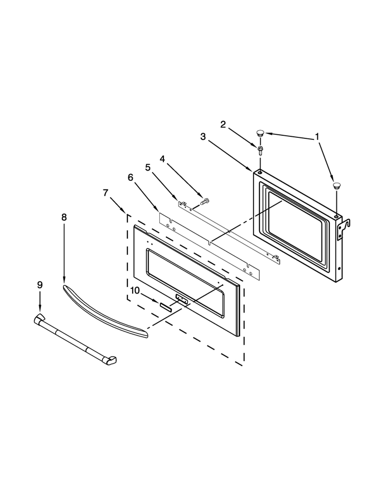 Door Parts Diagram and Parts List for JMC2430WS01  Jenn-Air Microwave
