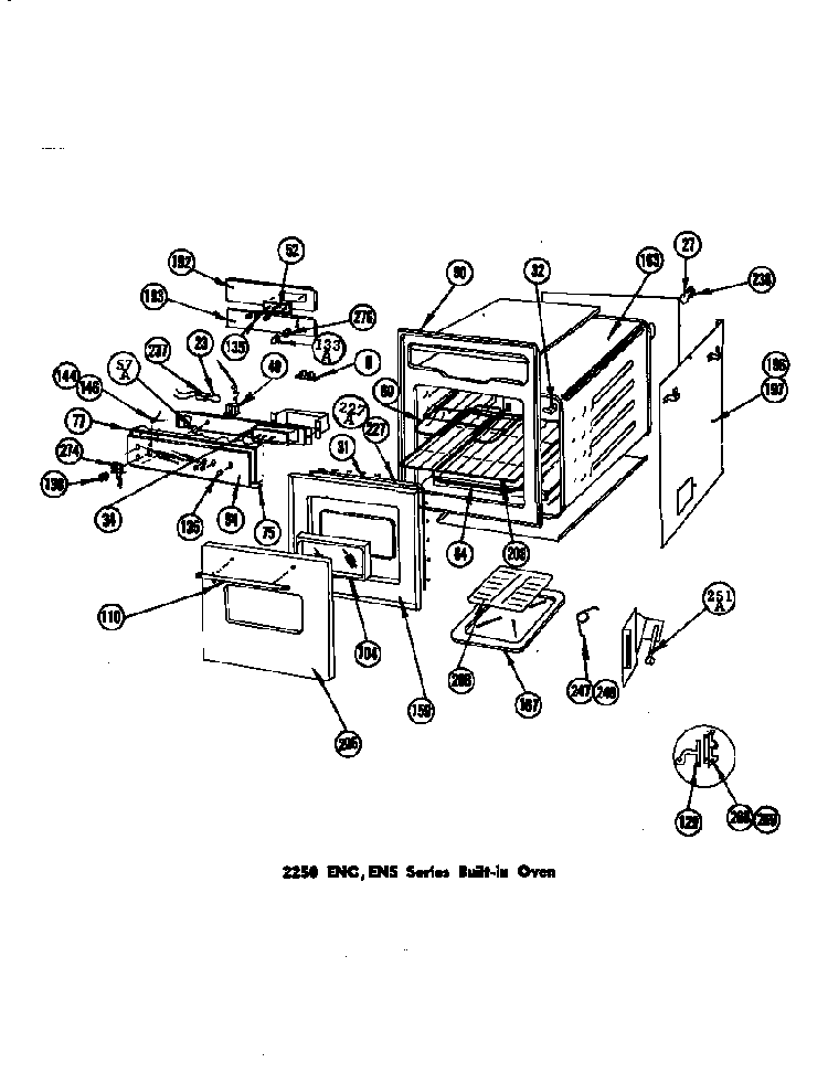 Single Ovens Diagram and Parts List for 2250ENS  Jenn-Air Range