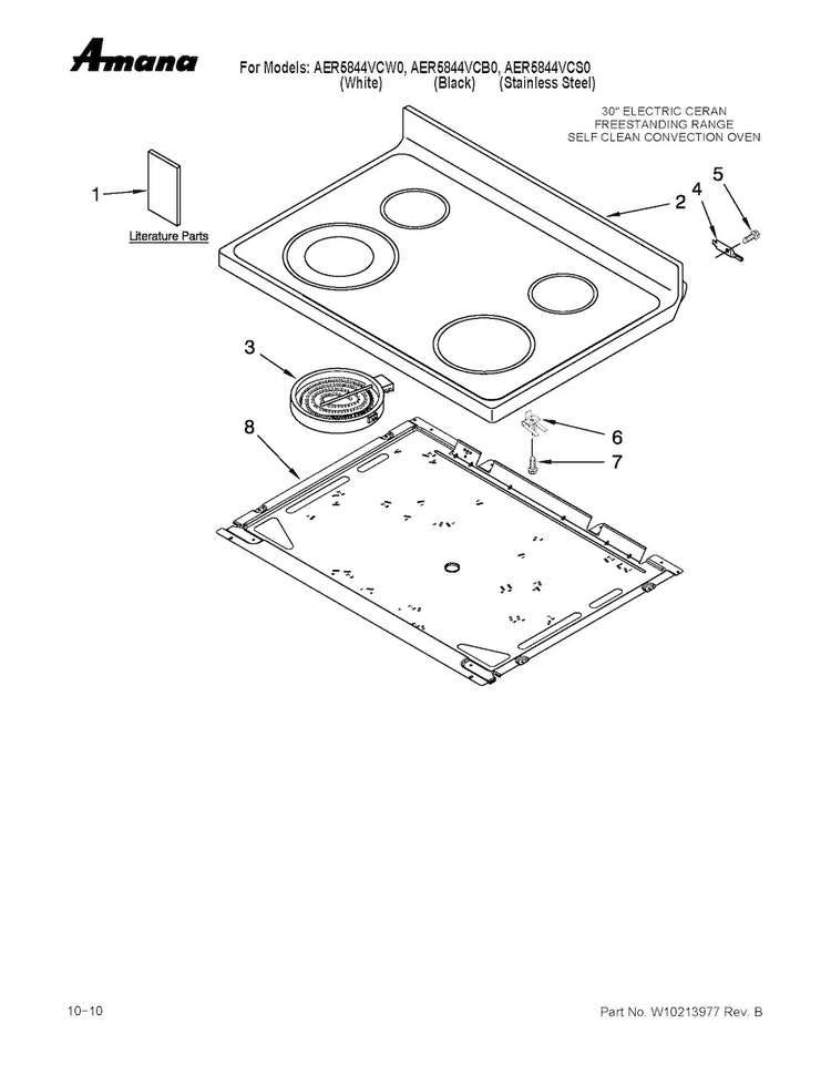 Cooktop Parts Diagram and Parts List for AER5844VCS0  Amana Range