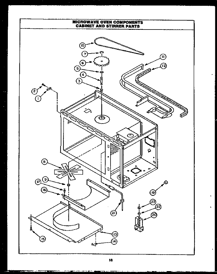 MICROWAVE OVEN COMPNT & STIRRER PARTS Diagram and Parts List for EKS396  Caloric Microwave Oven Combo
