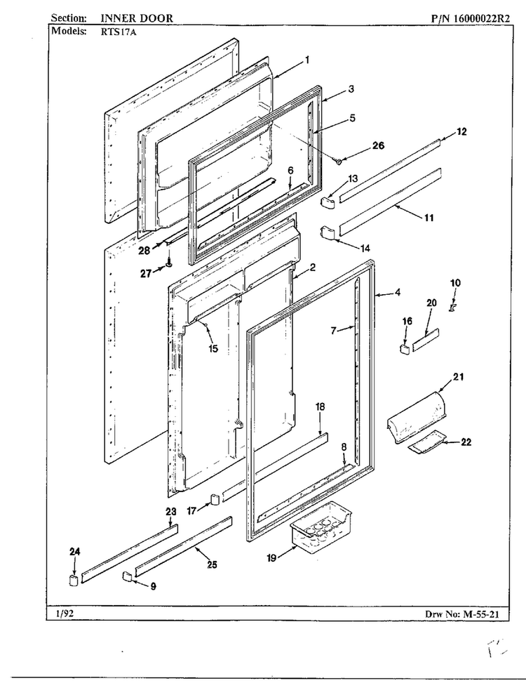 Inner Door Diagram and Parts List for 17694  Maytag Refrigerator