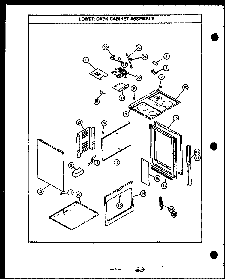 LOWER OVEN CABINET ASSY Diagram and Parts List for ESS343  Caloric Range
