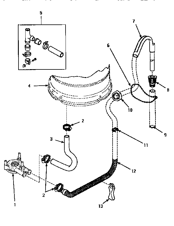 Drain Hose & Siphon Break Diagram and Parts List for LW8413W2 LW8413W2A Amana Washer