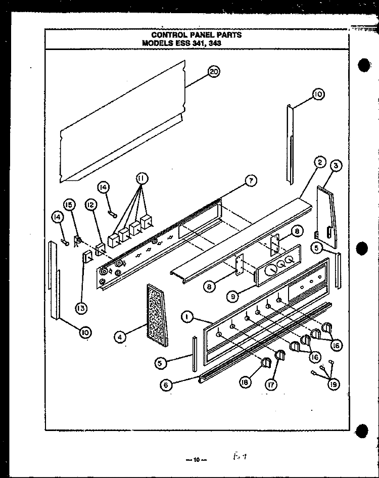 CONTROL PANEL PARTS Diagram and Parts List for ESS343  Caloric Range