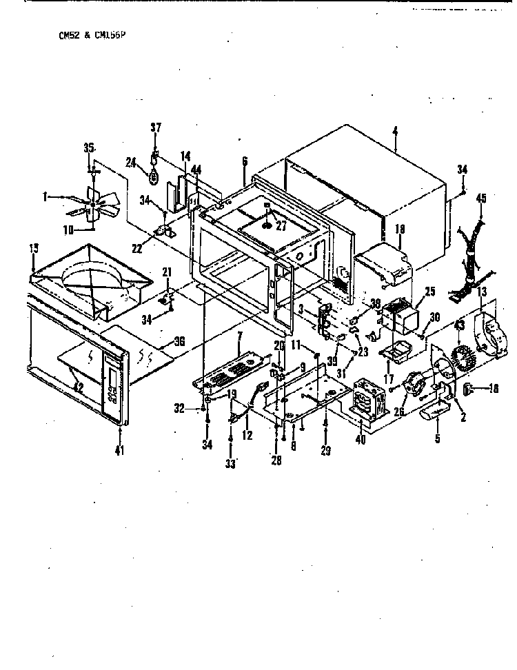 Cavity Diagram and Parts List for CM52  Crosley Microwave