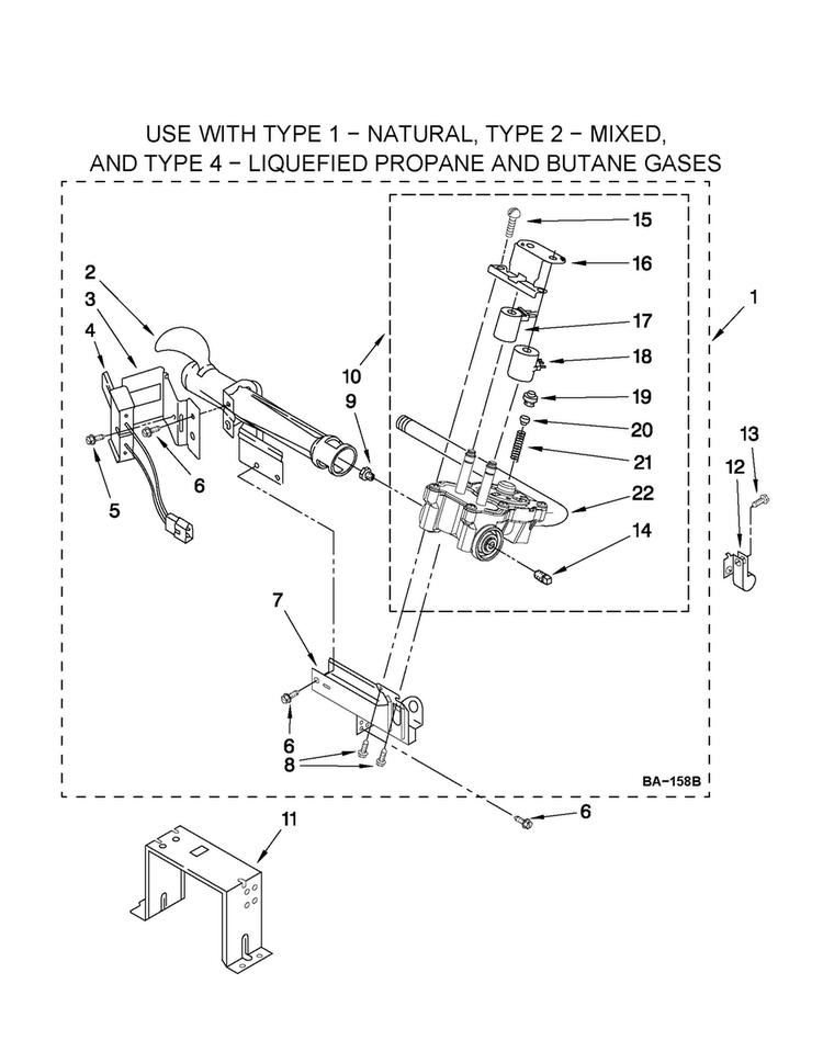 W10096909 Burner Assembly Diagram and Parts List for MLG24PNAGW1  Maytag Dryer