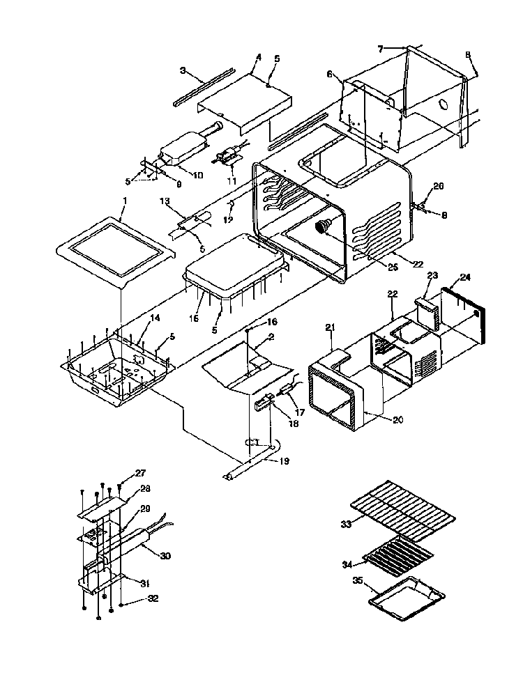 Cavity Diagram and Parts List for ARG7301W-P1143330NW  Amana Range