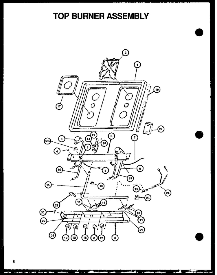 Tob Burner Assembly Diagram and Parts List for RLS348UCO P1141105NL Caloric Range