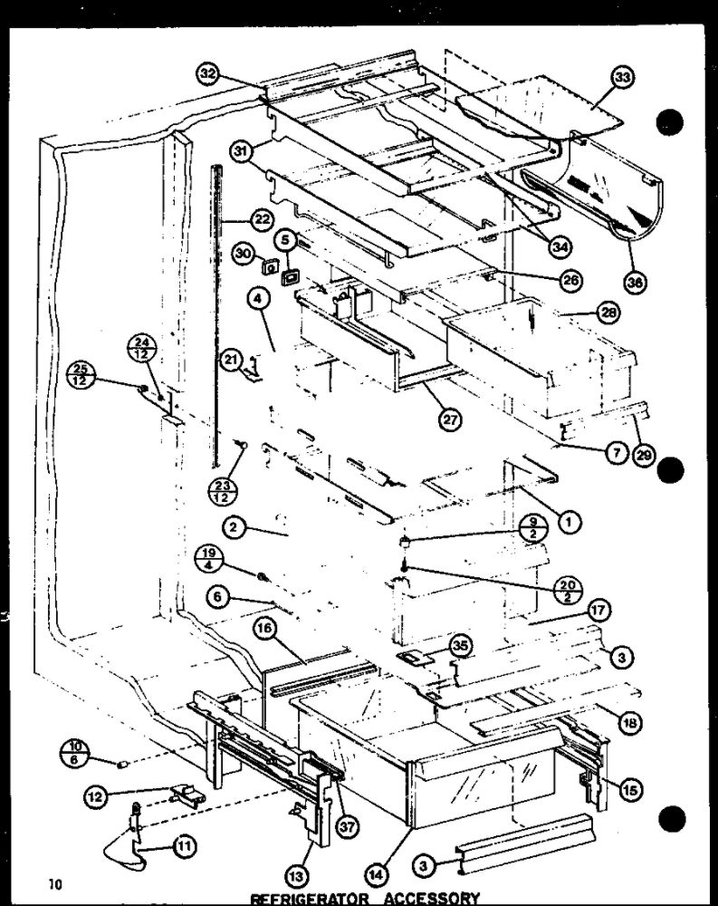 Refrigerator Accessory Diagram and Parts List for IC2-P3641508W-SXS  Amana Refrigerator
