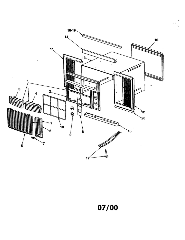 Outer Case Assembly Diagram and Parts List for RC06010A1DR REV A Amana Air Conditioner