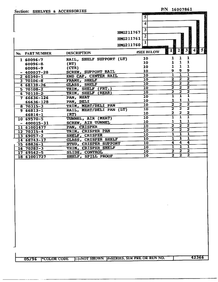 Shelves/accessories Page 2 Diagram and Parts List for HMG211760  Admiral Refrigerator