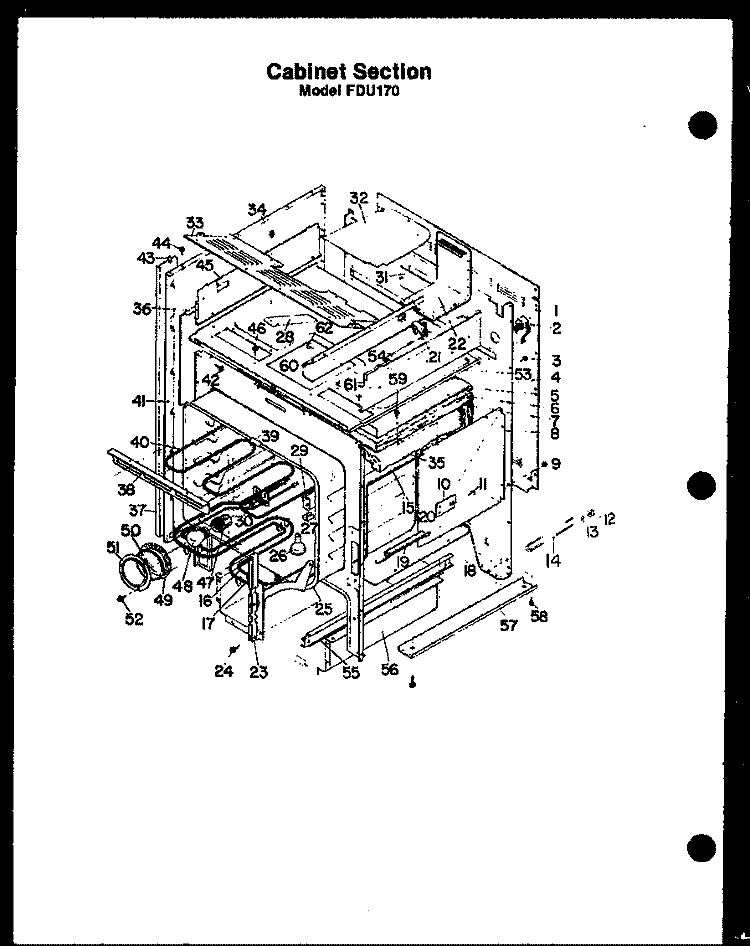 CABINET SECTION Diagram and Parts List for FDU170  Amana Range