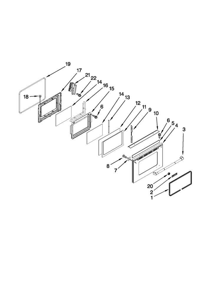 Lower Door Parts Diagram and Parts List for JGR8890ADP22  Jenn-Air Range