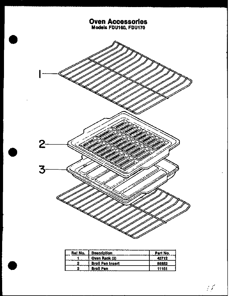 OVEN ACCESSORIES Diagram and Parts List for FDU160  Amana Range