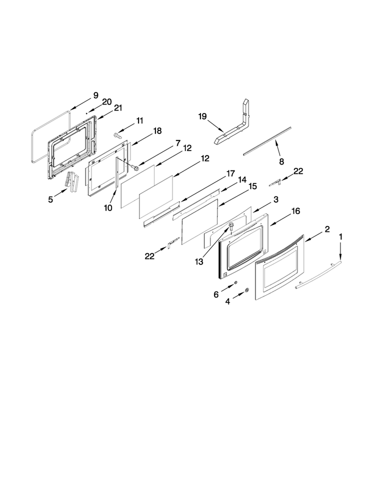 Door Parts Diagram and Parts List for JGS8750BDS17  Jenn-Air Range