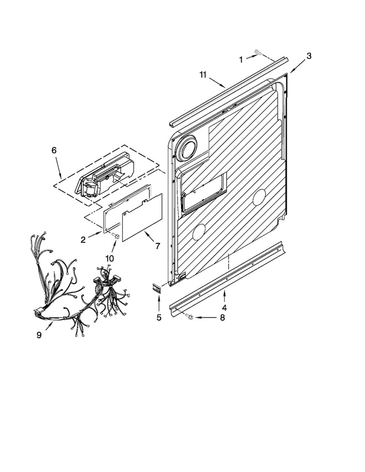 Inner Door Parts Diagram and Parts List for MDBH979SAM0  Maytag Dishwasher