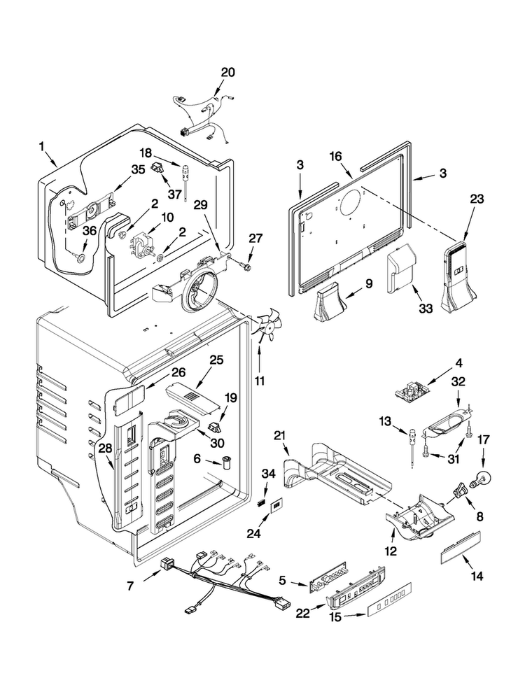 Liner Parts Diagram and Parts List for M9RXDGFYM10  Maytag Refrigerator