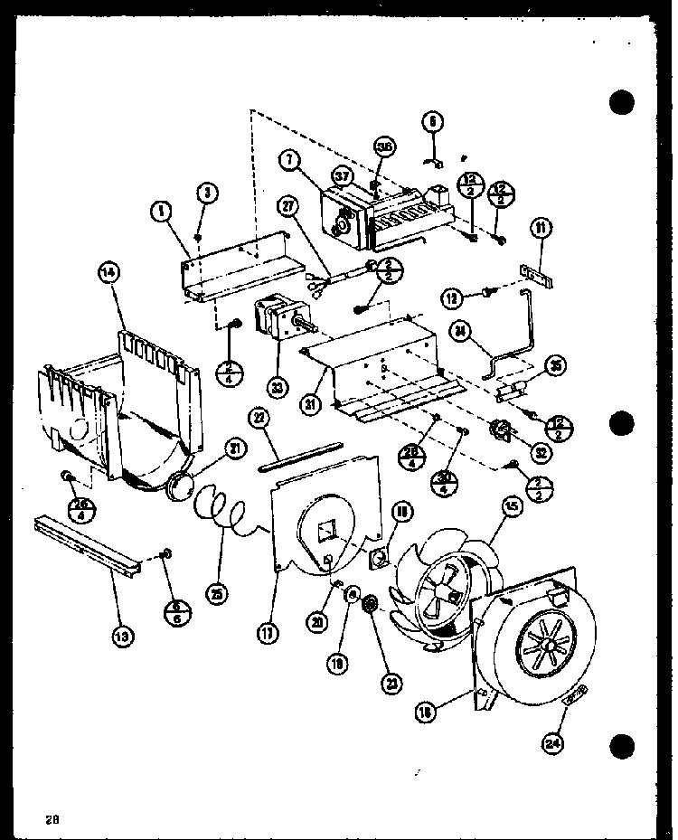 Icemaker/fan, Motor Diagram and Parts List for SRI19F-L-P7700004WL  Amana Refrigerator