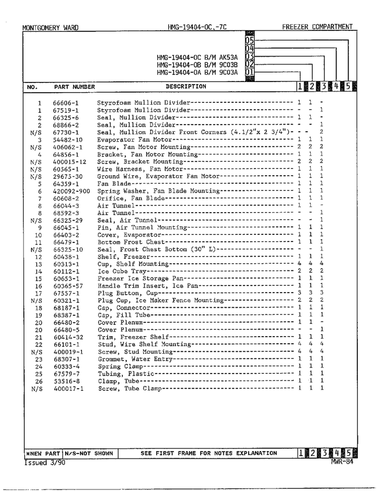 Freezer Compartment Page 2 Diagram and Parts List for 19404-OC  Admiral Refrigerator