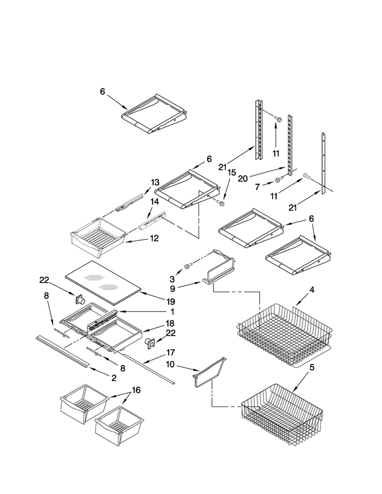 Shelf Parts Diagram and Parts List for MBL2256KES4  Maytag Refrigerator