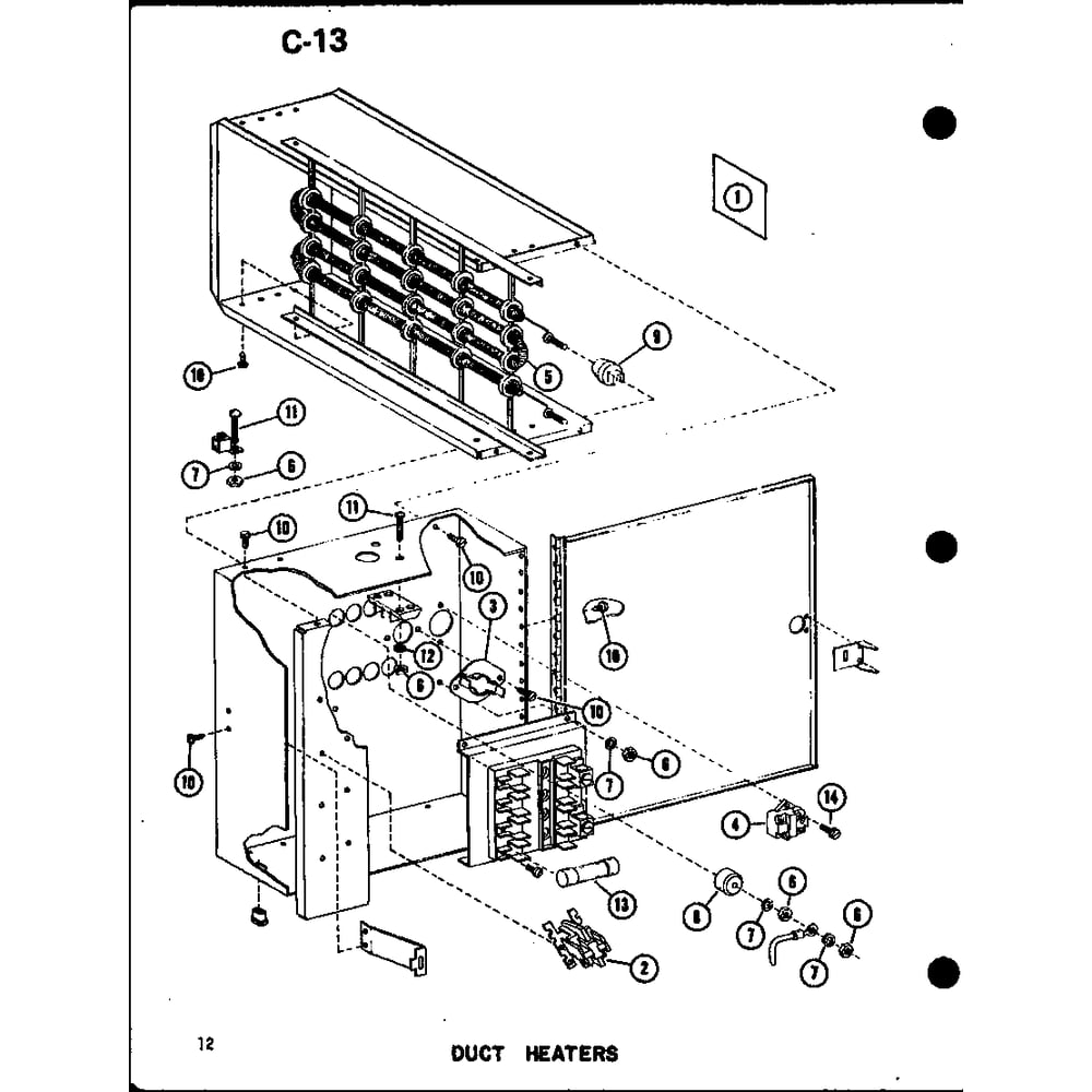 Duct Heaters Diagram and Parts List for ERHQ18-W01A P67845-1C Amana Air Conditioner