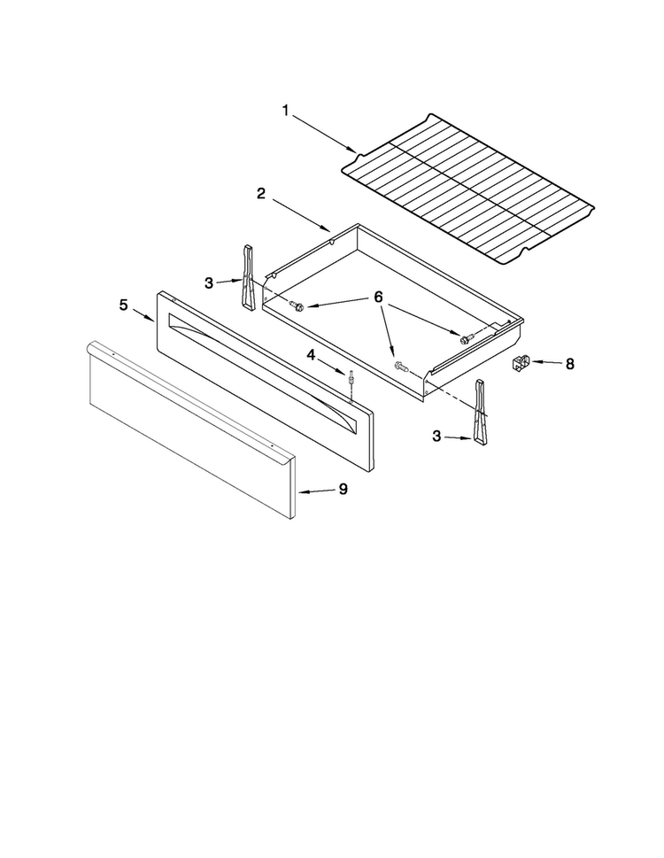 Drawer & Broiler Parts Diagram and Parts List for MGR7775WB2  Maytag Range