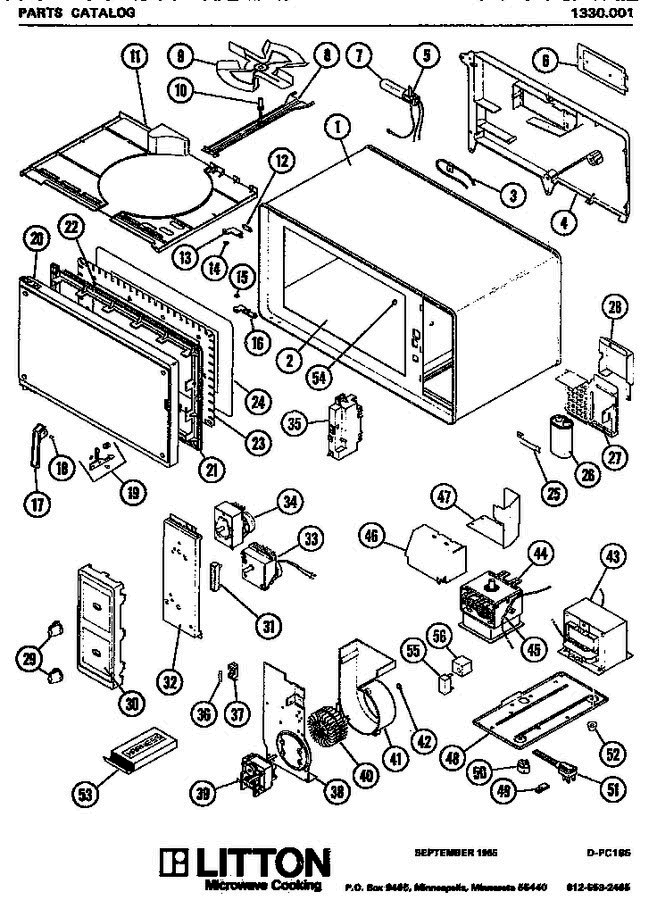 01 - Page 1 Diagram and Parts List for 1330001  Litton Microwave