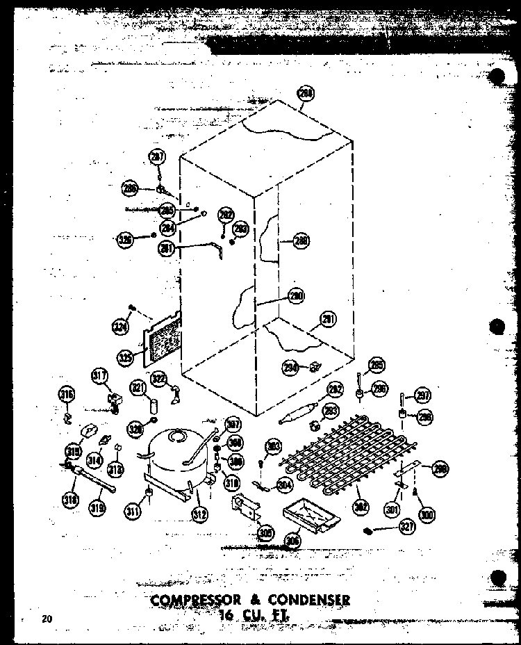 Compressor & Condenser 16 Cu. Ft. Diagram and Parts List for T16W-P60303-53W  Amana Refrigerator