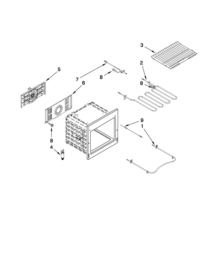 Internal Oven Parts Diagram and Parts List for JES9800CAB00  Jenn-Air Range