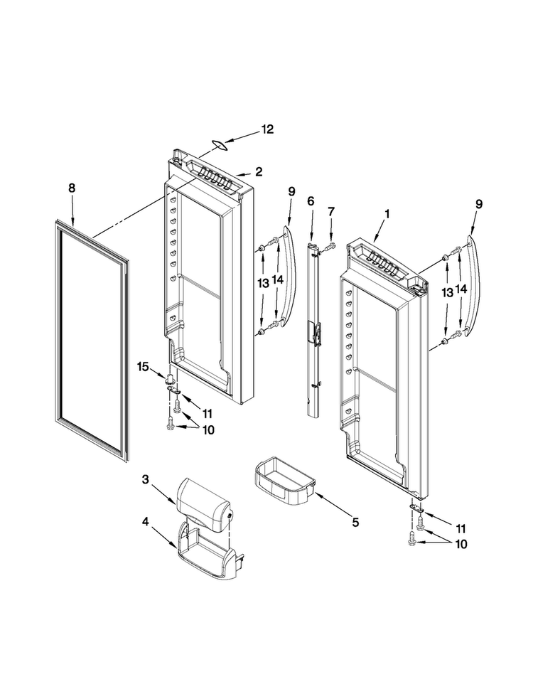 Refrigerator Door Parts Diagram and Parts List for MFF2558VEM1  Maytag Refrigerator