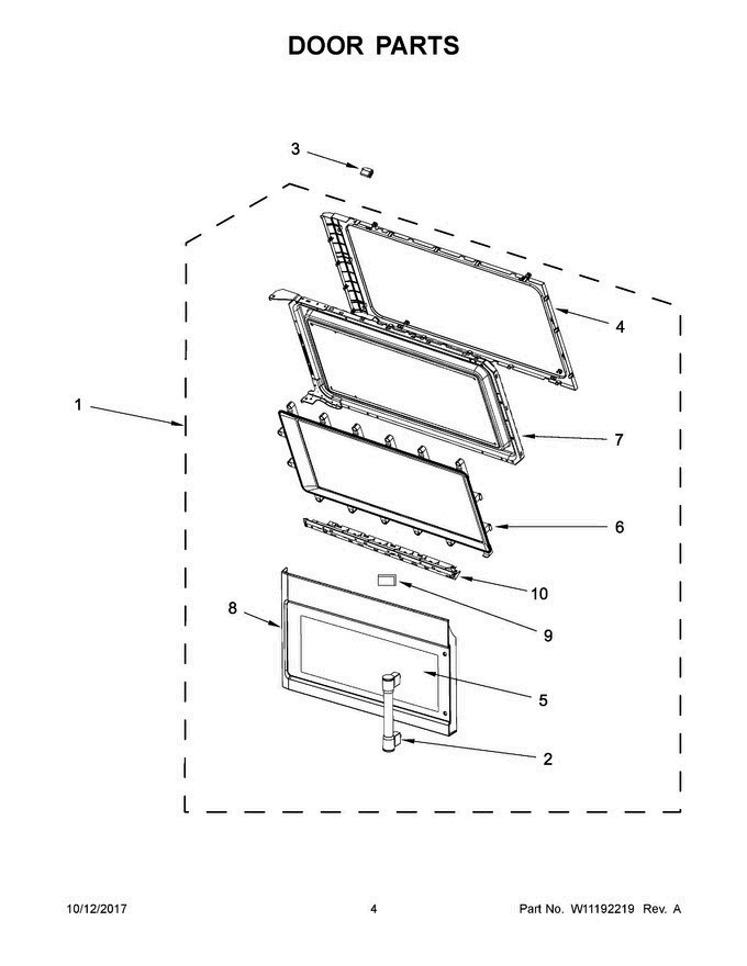 03 - Door Parts Diagram and Parts List for MMV5219FB2  Maytag Microwave Oven Combo