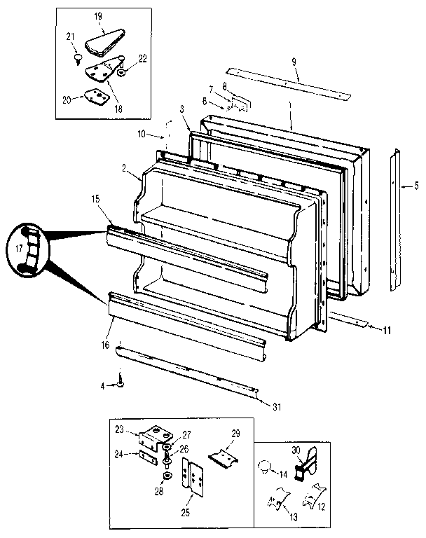 Freezer Door Diagram and Parts List for JRT196B MBJ55B Jenn-Air Refrigerator